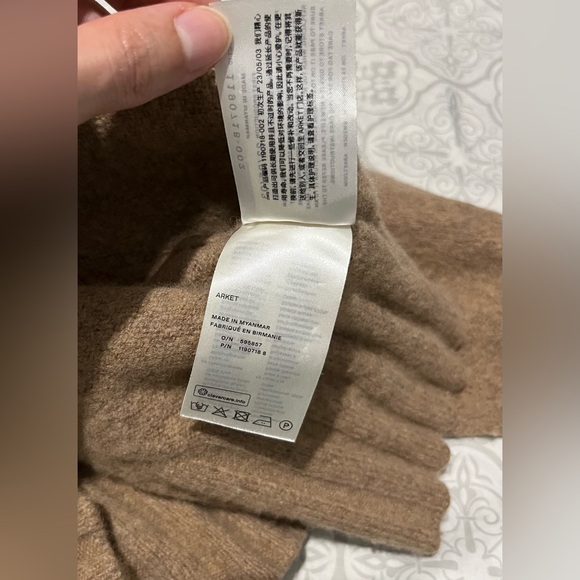 Arket Womens Jumper 100% Wool Brown Crewneck Pullover Chunky Ribbed Knit Sz L - Picture 9 of 11